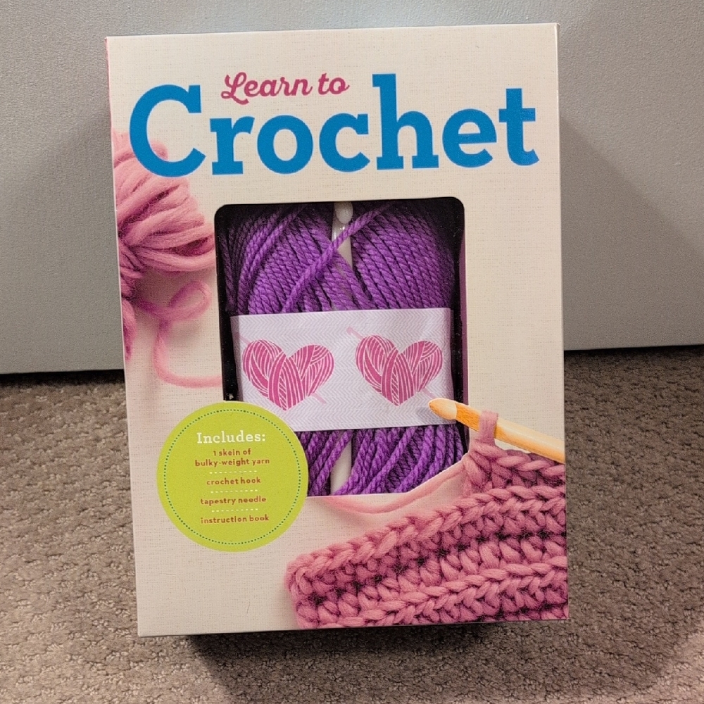 Learn to Crochet Kit with Purple Yarn NEW